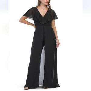 Adrianna Papell Black Chiffon Wide Leg Jumpsuit
